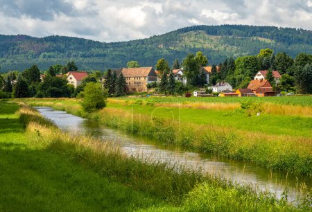 Photo for Lusatian Neisse river at tri-border area nearby Hradek nad Nisou, viewed from czech side - Royalty Free Image
