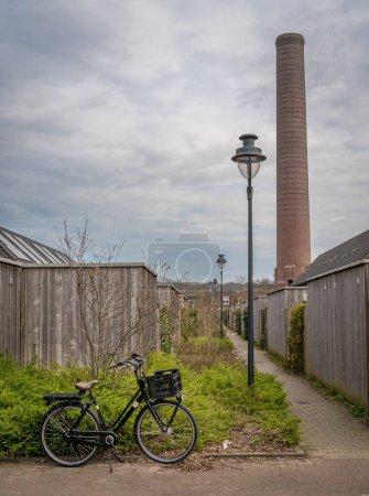 Enka neighbourhood in the city of Ede, The Netherlands. View of the old chimney