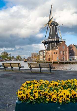 Historical windmill De Adriaan in Haarlem, North Holland, The Netherlands