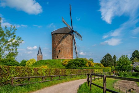 Landscape of Zeddam, Province Gelderland. View of the Grafelijke Korenmolen, the oldest windmill in The Netherlands