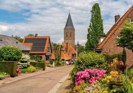 Village of Zeddam in Province Gelderland. Scenery with St. Oswaldus church