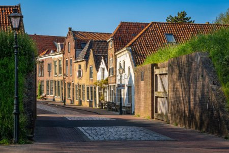 Streetscape of Brielle, historical fortified dutch town in Province South Holland