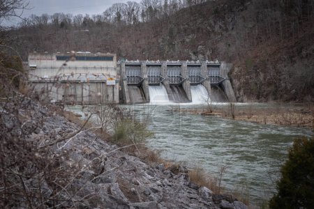 Fort Patrick Henry Dam, located in Sullivan County in Kingsport, Tennessee on the South Fork Holston River.