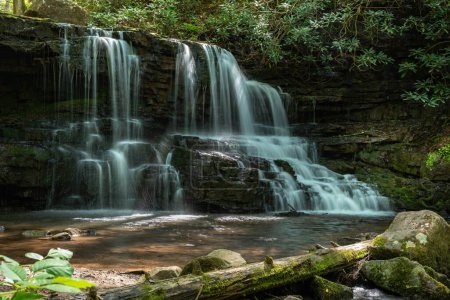 Water dances off the rocks at Laurel Run Falls, waterfall in Church Hill, TN.