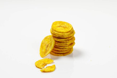 Photo for Kerala chips or Banana chips, cult snack item of Kerala,Isolated  stacked image with white background - Royalty Free Image
