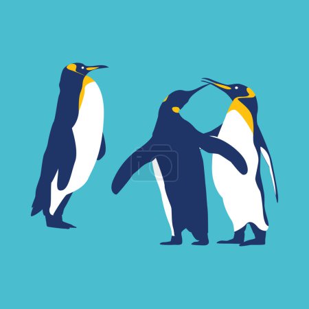 Téléchargez les photos : Illustration vectorielle de pingouin mignon sur fond bleu - en image libre de droit