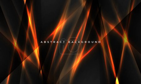 Schwarzer abstrakter Hintergrund mit leuchtend orangen Lichtlinien. Moderne futuristische abstrakte Design Hintergrund. Vektorillustration