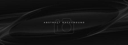 Ilustración de Elegant luxury abstract wide black background with abstract frame, lines and ribbons. Vector illustration - Imagen libre de derechos