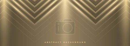 Ilustración de Fondo de lujo abstracto de oro con flechas, ángulos y rayos de luz. Elegante pancarta ancha de lujo con formas de triángulo geométrico 3d. Ilustración vectorial - Imagen libre de derechos