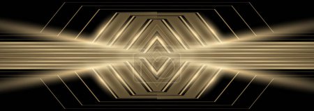 Ilustración de Fondo abstracto de lujo negro y dorado con flechas y ángulos. Fondo de lujo elegante con flechas doradas rombo geométrico 3d. Ilustración vectorial - Imagen libre de derechos
