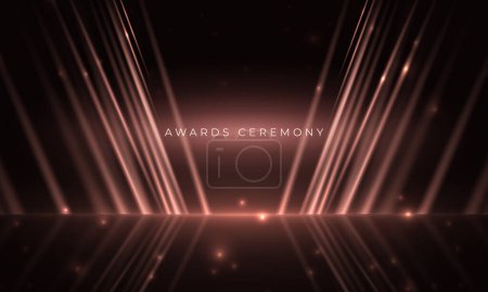 Award ceremony vector abstract background with red light rays scene with stars and sparkles.