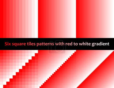 Téléchargez les photos : Gradient rouge à blanc en tuiles carrées, motif vectoriel sans couture, monochromatique, collection de six, pour toile, fond, affiche, bannière - en image libre de droit