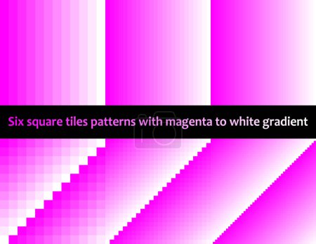 Photo for Magenta to white gradient in square tiles, seamless vector pattern, monochromatic, collection of six, for web, background, poster, banner - Royalty Free Image