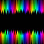 Rainbow stripes gradient with squares mosaic pattern, black background, vector graphic wallpaper or leaflet, useful for web, presentation or print