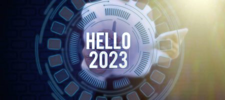 Photo for Hand writing sign Hello 2023, Concept meaning Hoping for a greatness to happen for the coming new year - Royalty Free Image