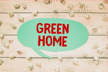 Photo for Hand writing sign Green Home, Business concept An area filled with plants and trees where you can relax - Royalty Free Image