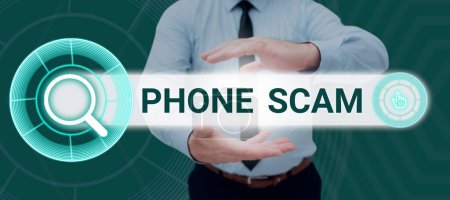 Photo for Inspiration showing sign Phone Scam, Business overview getting unwanted calls to promote products or service Telesales - Royalty Free Image