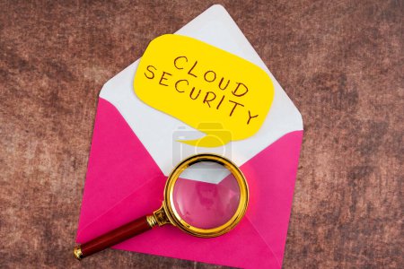 Foto de Texto que muestra inspiración Cloud Security, escaparate de negocios Imponer un sistema seguro de datos existentes en Internet - Imagen libre de derechos