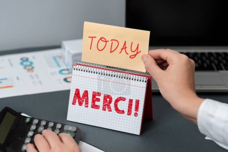 Photo for Inspiration showing sign Merci, Business idea thank you in French what is said when someone helps you in France - Royalty Free Image