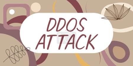 Foto de Señal de texto que muestra Ddos Attack, escaparate comercial perturbado acceso al servidor normal causado por el sistema malicioso - Imagen libre de derechos