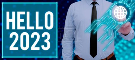 Photo for Inspiration showing sign Hello 2023, Internet Concept Hoping for a greatness to happen for the coming new year - Royalty Free Image