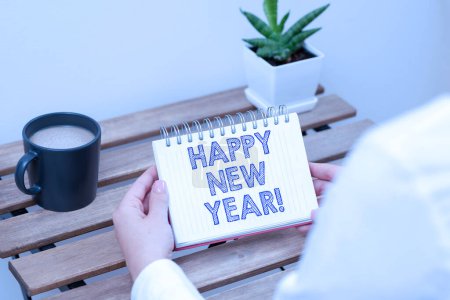 Photo for Inspiration showing sign Happy New Year, Business concept another year began for granting one self s is wishes and goals - Royalty Free Image