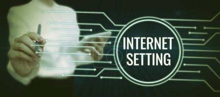 Foto de Inspiración mostrando signo de configuración de Internet, idea de negocio cualquier persona asociada y experta con el mundo de la computadora - Imagen libre de derechos