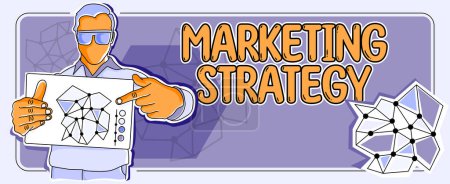Inspiración mostrando signo Estrategia de Marketing, Plan de acción de la idea de negocio diseñado para promover y vender productos