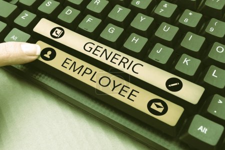 Photo for Inspiration showing sign Generic Employee, Word for certificate entitling the recipient to receive goods Typing Online Website Informations, Editing And Updating Ebook Contents - Royalty Free Image