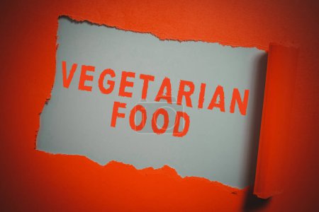 Photo for Hand writing sign Vegetarian Food, Concept meaning refers to the cuisine that fulfills a vegan s is conditions Woman Holding Tablet With Graph And Presenting Crutial Ideas In Frame. - Royalty Free Image