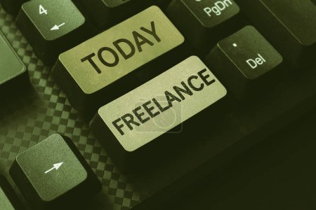 Photo for Text showing inspiration Freelance, Word for working at different firms rather than being permanently Typewriting End User License Agreement, Typing New Network Password - Royalty Free Image