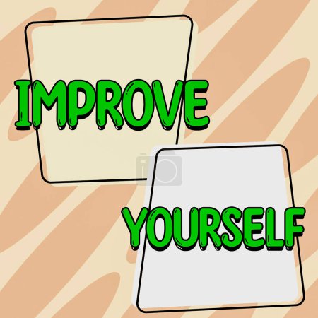 Photo for Inspiration showing sign Improve Yourself, Word Written on to make your skills looks becoming a better person Tear On Sheet Reveals Background Behind The Front Side - Royalty Free Image