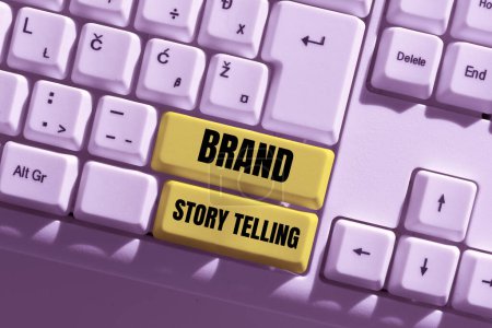 Inspiration zeigt Zeichen Brand Story Telling, Internet-Konzept, das einer Marke Leben einhaucht und sie zu einem engagierenden Inhalt macht