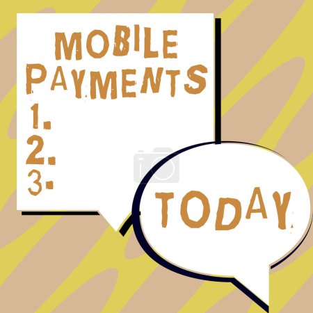 Foto de Señal que muestra Pagos móviles, Palabra para transacción financiera procesada a través de un teléfono inteligente - Imagen libre de derechos