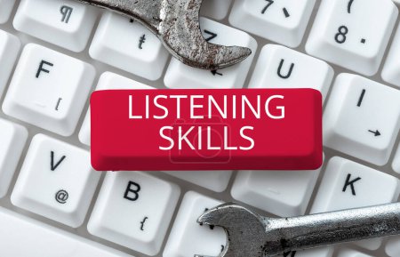 Photo for Text showing inspiration Listening Skills, Internet Concept ability to understand information provided by the speaker - Royalty Free Image
