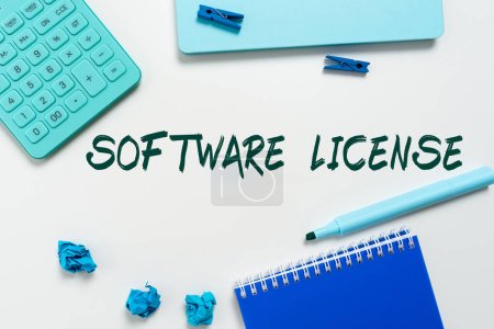 Foto de Visualización conceptual Licencia de software, Enfoque de negocio instrumento legal que rige la redistribución de software - Imagen libre de derechos
