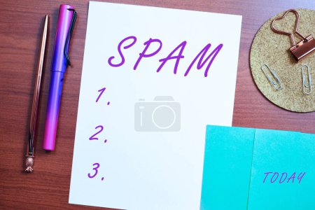 Photo for Handwriting text Spam, Business overview unsolicited usually commercial message sent large number of recipient - Royalty Free Image