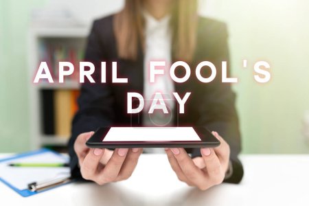 Photo for Writing displaying text April Fool S Is Day, Internet Concept Practical jokes humor pranks Celebration funny foolish - Royalty Free Image
