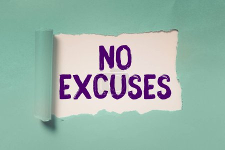 Photo for Text showing inspiration No Excuses, Business approach telling someone not to tell reasons for certain problem - Royalty Free Image