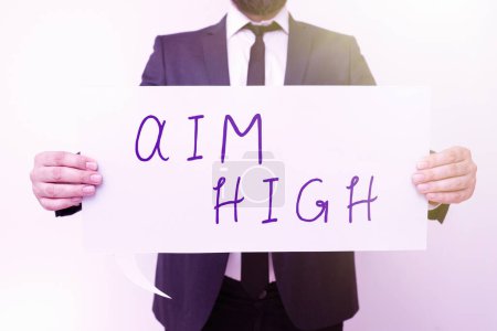 Photo for Text caption presenting Aim High, Conceptual photo go for best job school or activity Asking someone to dream big - Royalty Free Image