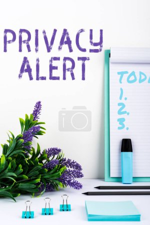 Photo for Handwriting text Privacy Alert, Concept meaning warns the user from the risk that may steal your data - Royalty Free Image