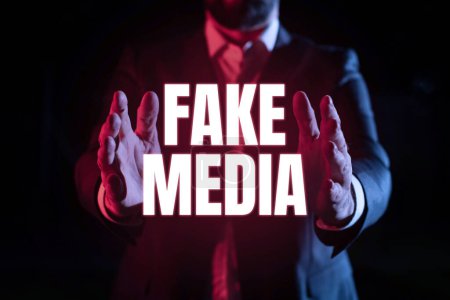 Photo for Text sign showing Fake Media, Business concept An formation held by brodcasters which we cannot rely on - Royalty Free Image