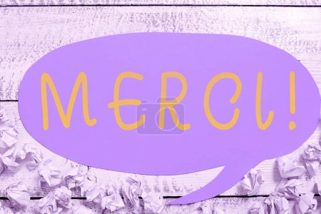 Photo for Inspiration showing sign Merci, Concept meaning thank you in French what is said when someone helps you in France - Royalty Free Image