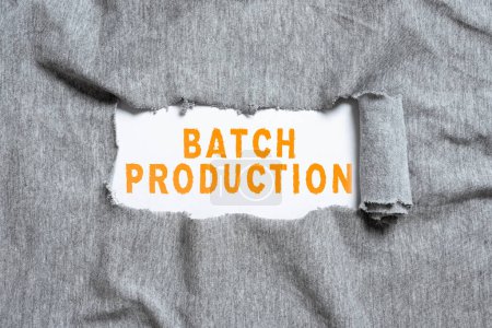Photo for Text sign showing Batch Production, Concept meaning products are manufactured in groups called batches - Royalty Free Image
