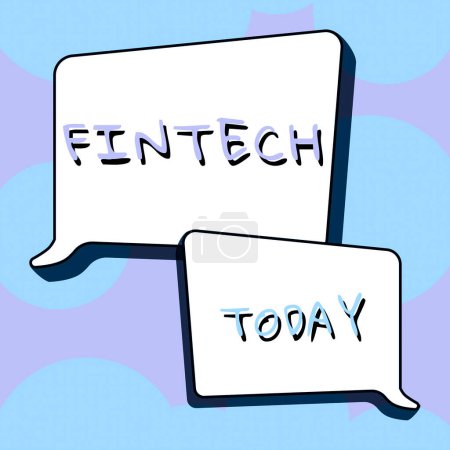 Téléchargez les photos : Affiche Fintech, Business présente l'intégration de la technologie dans les offres de services financiers - en image libre de droit