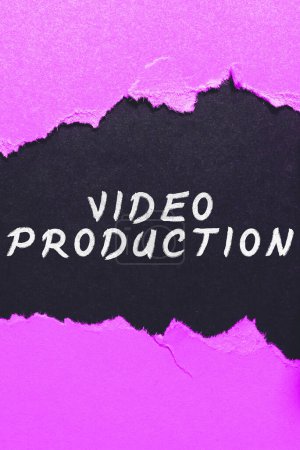 Photo for Writing displaying text Video Production, Internet Concept process of converting an idea into a video Filmaking - Royalty Free Image