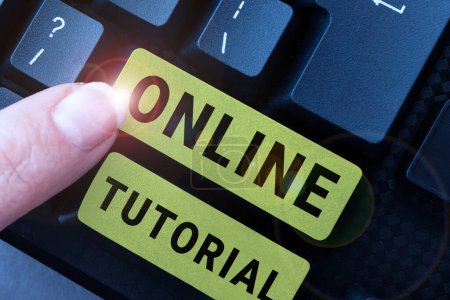 Photo for Text sign showing Online Tutorial, Internet Concept An individual is being trained under digital technology - Royalty Free Image