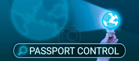 Foto de Visualización conceptual Control de Pasaportes, Palabra para el área en un aeropuerto donde se comprueban los pasaportes - Imagen libre de derechos