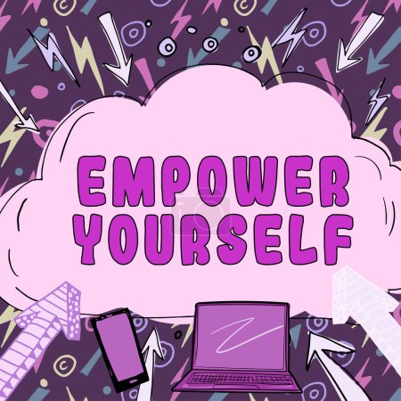 Téléchargez les photos : Écriture de texte Empower Yourself, Approche d'affaires vous donnant le pouvoir de prendre le contrôle de votre propre destin - en image libre de droit