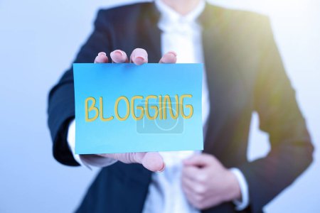 Photo for Inspiration showing sign Blogging, Business approach contains online personal reflections comments videos and photograph - Royalty Free Image